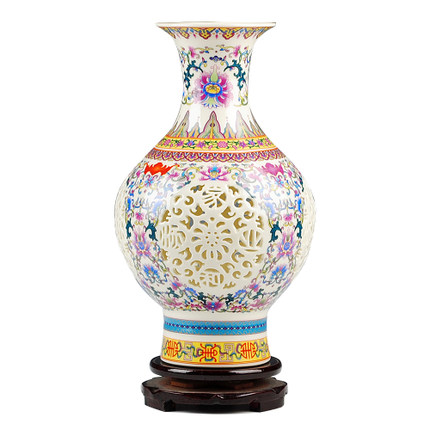 Famille rose porcelain hollow ceramic vase Jahrriesnge porcelain of vase cna0028