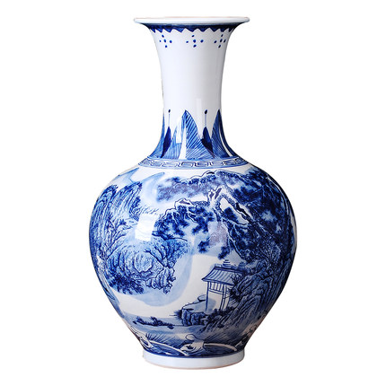 Hand-painted vase with blue and white porcelain landscape painting Jahrriesnge porcelain of blue landscape painting vase cna0049