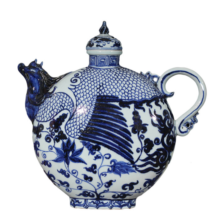 Vintage yuan dynasty blue and white Porcelain flat pot multiple styles Jahrriesnge porcelain of cna0083
