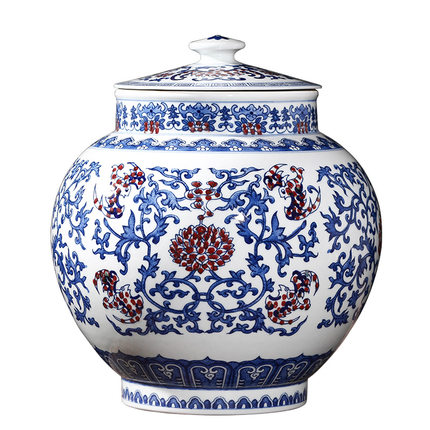 hand-painted antique blue and white porcelain storage pot Jahrriesnge porcelain of flowers storage tank cna0097