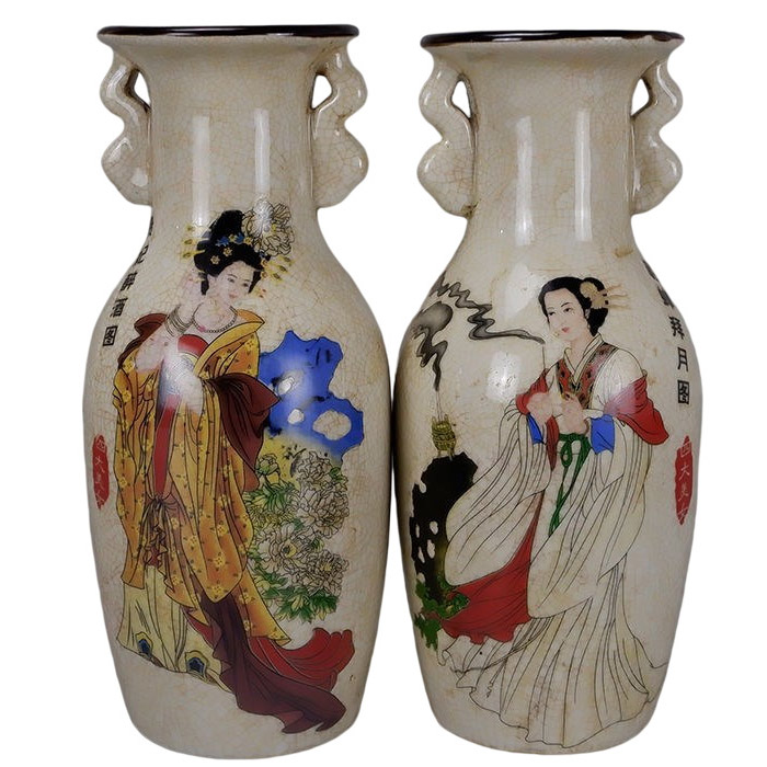 Chinese tongzhi reign qing dynasty ceramic vase with beauty painting Jahrriesnge porcelain of vase cna0123