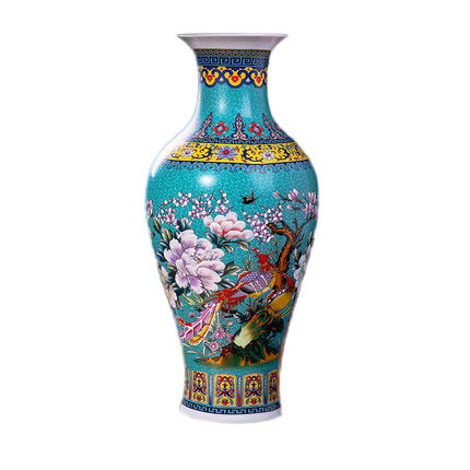 Modern living room decorations green enamel pastel vase Jahrriesnge porcelain of golden vase cna0168