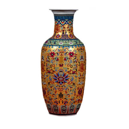 Living room decoration golden winter melon shape ceramic vase Jahrriesnge porcelain of golden vase cna0170