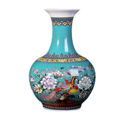 Enamel green ornamental ceramic large vase flower arrangement Jahrriesnge porcelain of golden vase cna0183