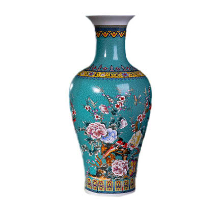 Enamel green ornamental ceramic large vase living room decoration Jahrriesnge porcelain of golden vase cna0185