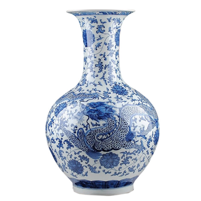 Blue and white underglaze colorful dragon ceramic flower vase ornament Jahrriesnge porcelain of vase set 3 pieces cna0195