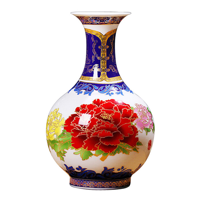 Blue and white fine bone china ceramic flower vase with peony home Jahrriesnge porcelain of vase cna0203