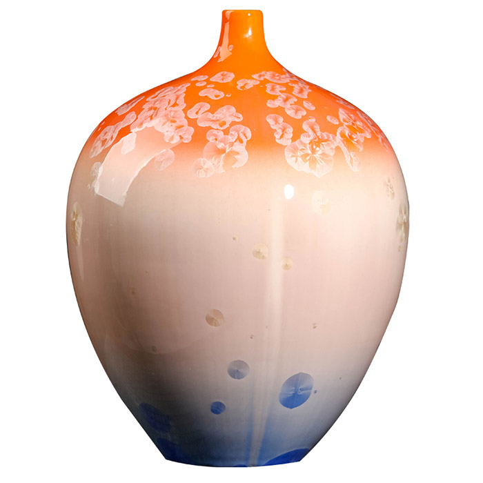 Chinese crystal glazed orange to blue water drop ceramic vase home Jahrriesnge porcelain of porcelain vase cna0229