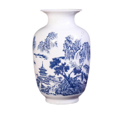 Winter melon shaped ceramic small vase of mountain tree and pavilion Jahrriesnge porcelain of modern stylish simplicity cna0292