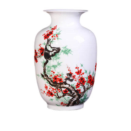 Magpie and Plum Blossom Winter Melon Shaped Ceramic Small Vase Jahrriesnge porcelain of modern stylish simplicity cna0293