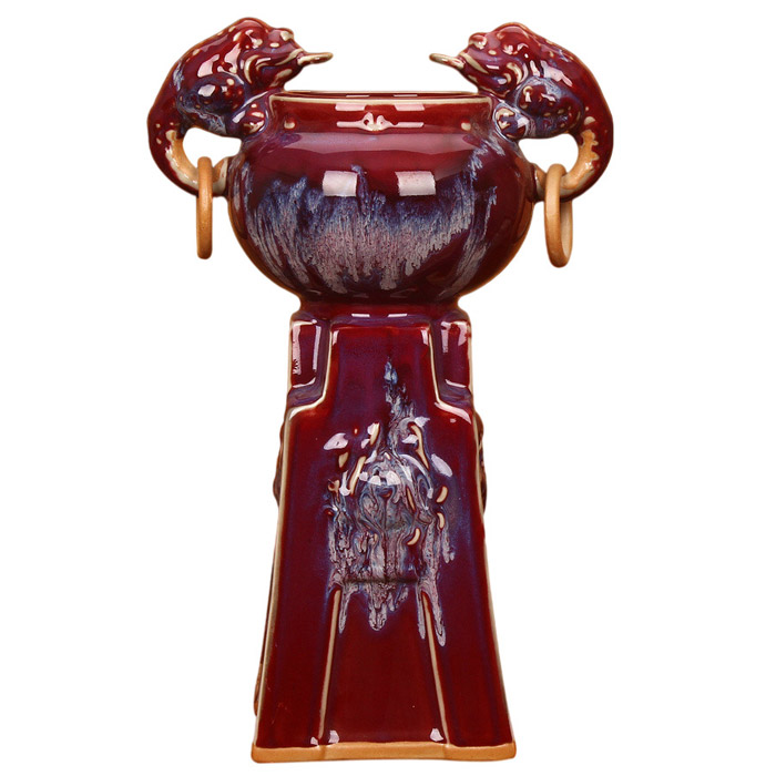 Jun porcelain official kiln red double eared golden toad ceramic vase Jahrriesnge porcelain of vase cna0326