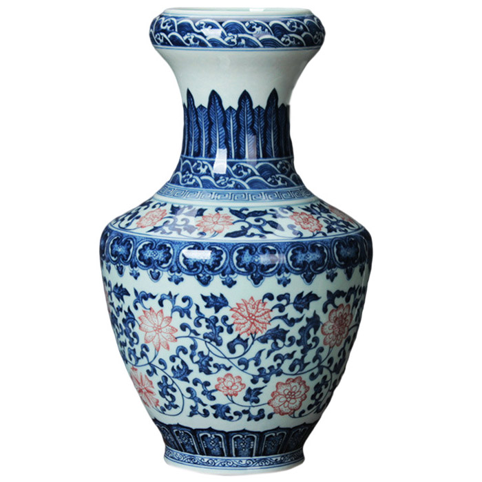 Blue and white underglaze red square shoulder flower vases accessories Jahrriesnge porcelain of beauty vase cna0347