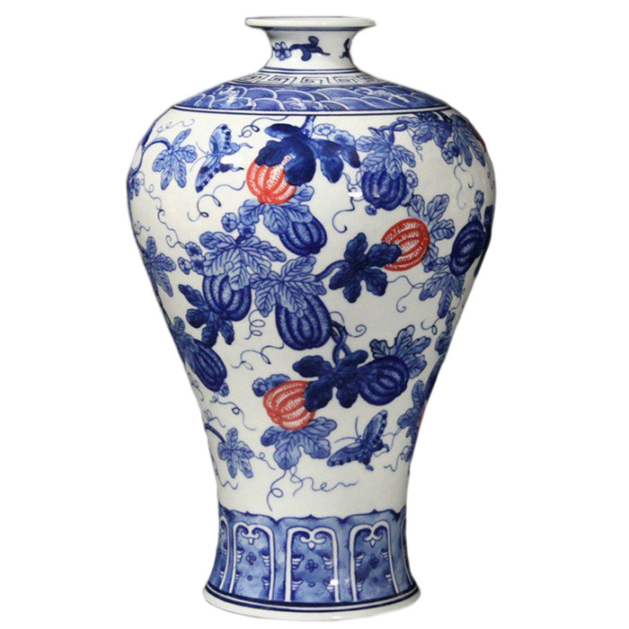 Hand painted blue and white glaze red pumpkin mermaid ceramic vase Jahrriesnge porcelain of vase cna0356