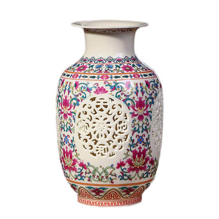 Hollow Pastel Winter Melon Shaped Modern Ceramic Vase Jahrriesnge porcelain of hollow out vase cna0392