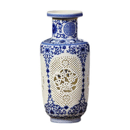 Hollow blue and white modern ceramic vase flower arrangement Jahrriesnge porcelain of hollow out vase cna0397