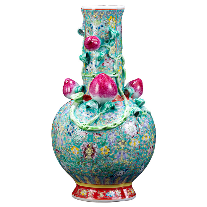 Vintage Jingdezhen five peaches ceramic vase with long life meaning Jahrriesnge porcelain of vase cna0427