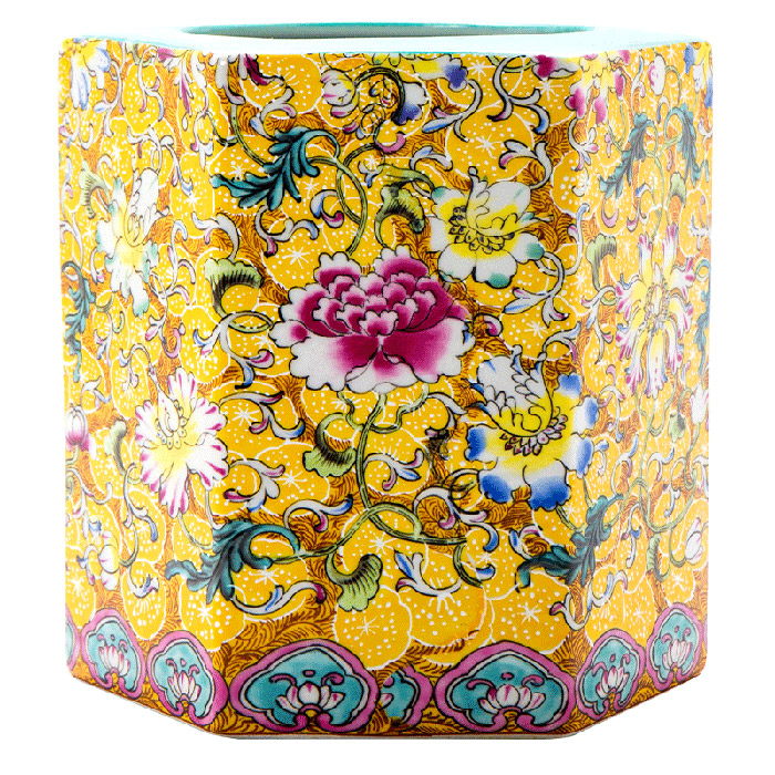 Vintage enamel pen holder storage box and ornament for study or office Jahrriesnge porcelain of cna0428