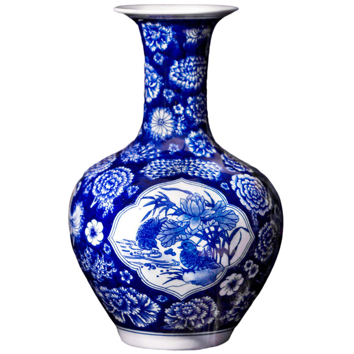 Vintage chinese blue and white pottery vase with flowers living room Jahrriesnge porcelain of vase cna0431