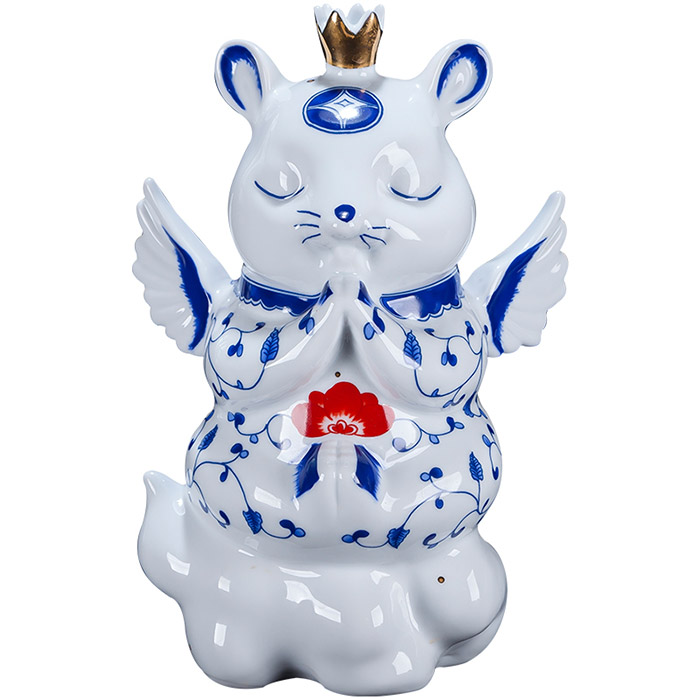Blue and white angel mouse decorative ceramic crafts ornaments gifts Jahrriesnge porcelain of cna0435