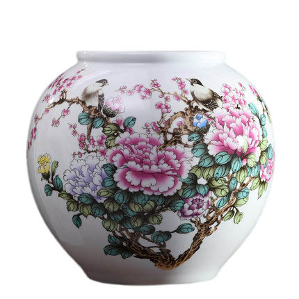 Peony flower and birds ceramic vase flower arrangement home decoration Jahrriesnge porcelain of one hundred children vase cna0459