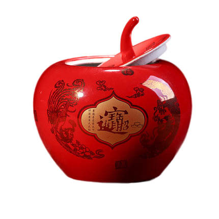 Apple Shaped Good Fortune red large Ceramic Storage Jar Jahrriesnge porcelain of red apple storage tank cna0483