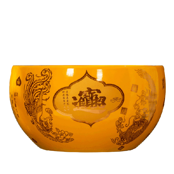 Small Chinese water lily ceramic bowl porcelain gold fish sink Jahrriesnge porcelain of cna0498