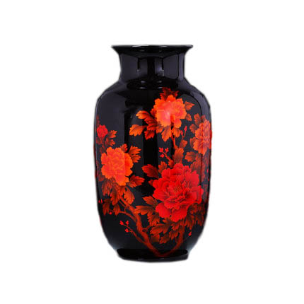 Winter melon shape black color glazed ceramic vase flower arrangement Jahrriesnge porcelain of flowers vase cna0503