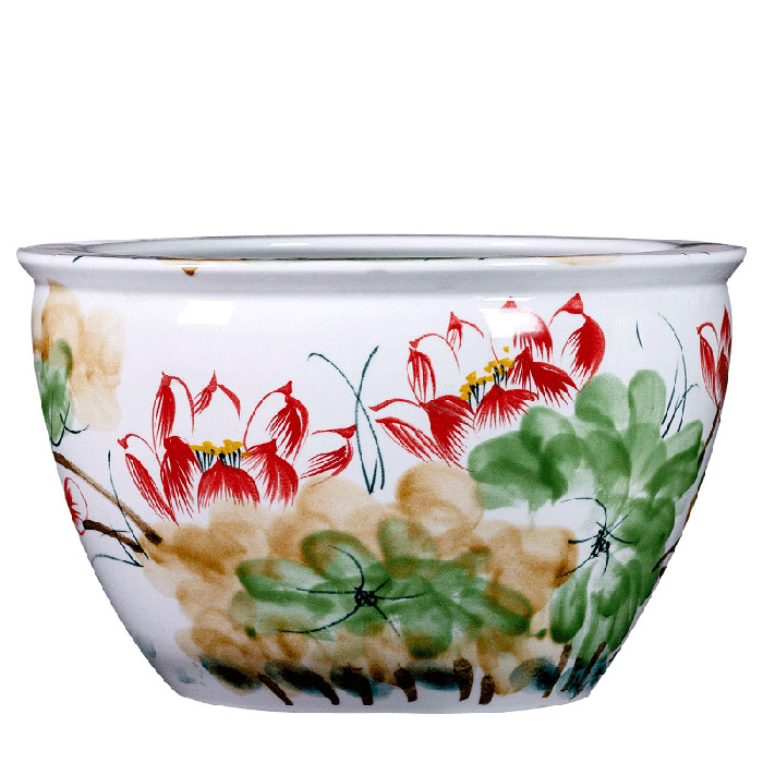 Large hand-painted floor water lily bowl ceramic goldfish bowls Jahrriesnge porcelain of goldfish bowls cna0507