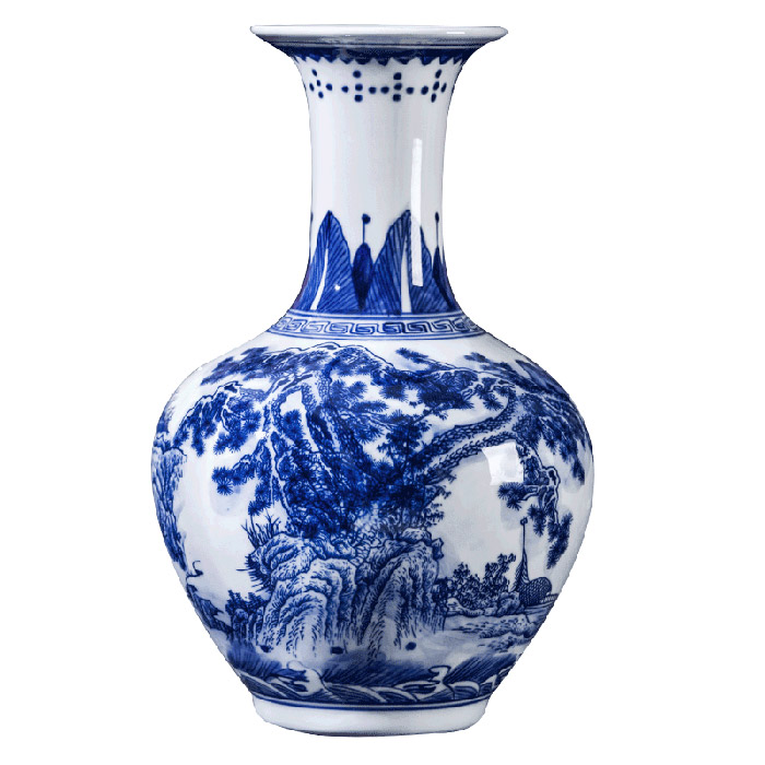 Jingdezhen hand painted blue and white porcelain flower vase landscape Jahrriesnge porcelain of flowers vase cna0511
