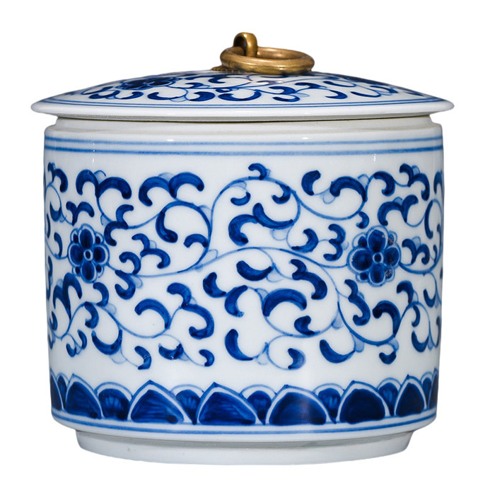 Retro porcelain blue and white seal storage ceramic jar kitchen Jahrriesnge porcelain of cna0531