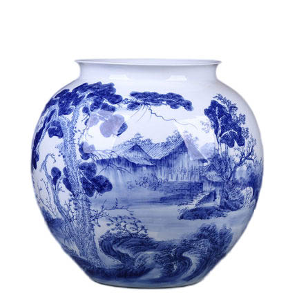 Master hand-painted rural scenery blue and white porcelain jar Jahrriesnge porcelain of white and blue vase cna0540