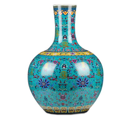 Enamel celestial sphere shape ceramic vase on the ground Jahrriesnge porcelain of enamel colorful vase cna0617