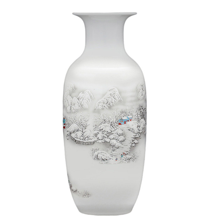 Winter melon shaped big ceramic vase with snow scene Jahrriesnge porcelain of vase cna0632