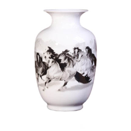 Winter melon shape ink horses pattern ceramic vase Jahrriesnge porcelain of vase cna0641