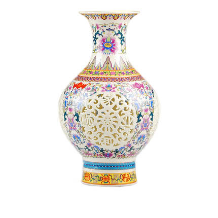 Jingdezhen enamel hollow ceramic vase Jahrriesnge porcelain of colorful hollow vase cna0664