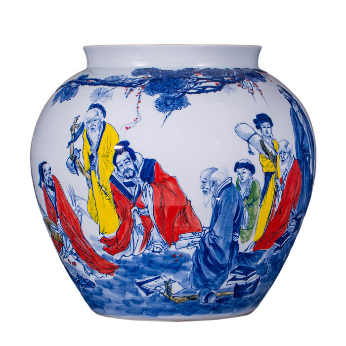 Jingdezhen hand-painted blue and white big belly floor porcelain vase Jahrriesnge porcelain of vase cna0671