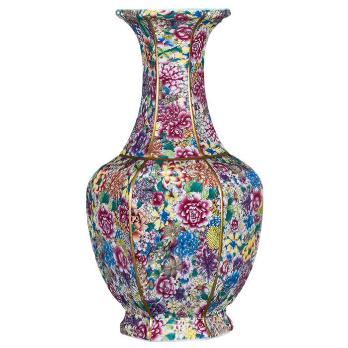 Large vintage qing dynasty qian long gold-painted floor ceramic vase Jahrriesnge porcelain of red peony gourd vase cna0691