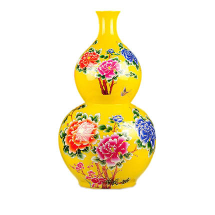 Happiness and longevity meaning yellow gourd-shaped ceramic vase Jahrriesnge porcelain of red gourd vase cna0716