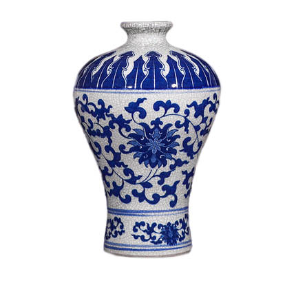 Fish tail shape blue and white cracked glaze ornamental vase Jahrriesnge porcelain of crack glaze vase cna0748