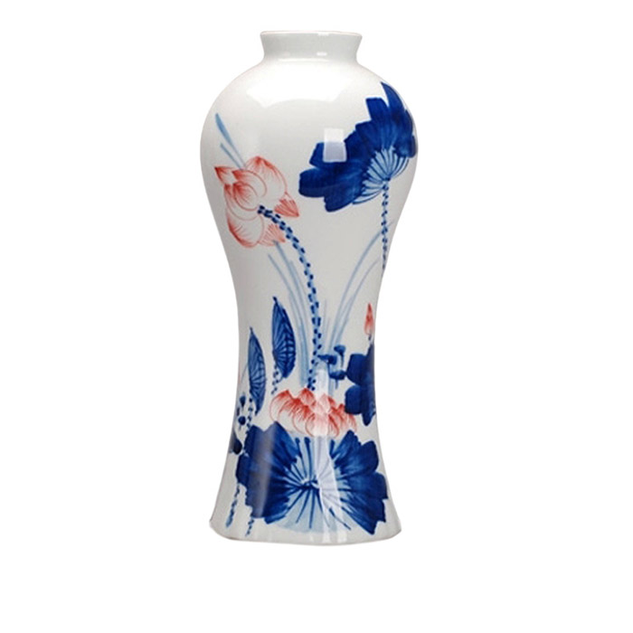 Hand painted creative red lotus pattern ceramic vase Jahrriesnge porcelain of outline in gold red egg vase cna0753