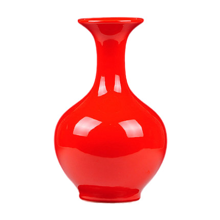 Big pure red Jingdezhen ceramic ornamental vase Jahrriesnge porcelain of pure red vase cna0766
