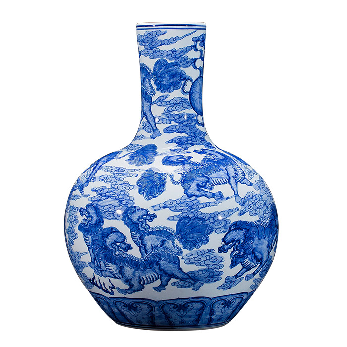 Vintage big qing dynasty qian long kirin celestial sphere ceramic vase Jahrriesnge porcelain of vase cna0767