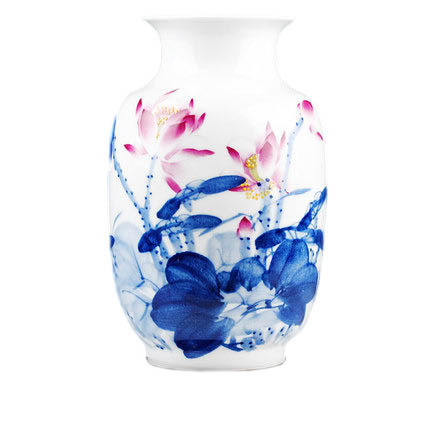 Celebrity master hand-painted lotus winter melon shape ceramic vase Jahrriesnge porcelain of hand painted vase cna0773