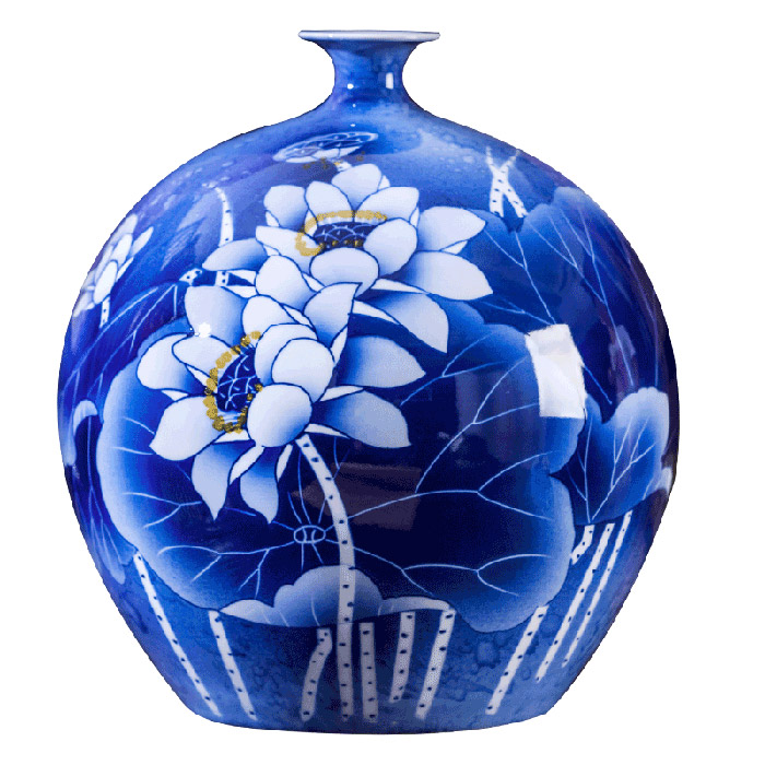 Chinese hand painted blue and white porcelain vase with lotus home Jahrriesnge porcelain of fish tail vase cna0795