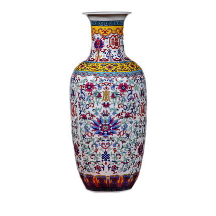 Living room winter melon shape white enamel ceramic floor vase Jahrriesnge porcelain of colorful enamel vase cna0808