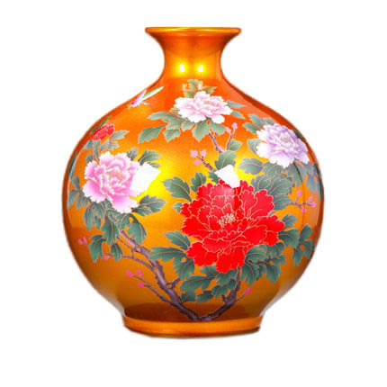 Handmade decorative golden china crystal glazed ceramic flower vase Jahrriesnge porcelain of crystal glaze vase cna0817