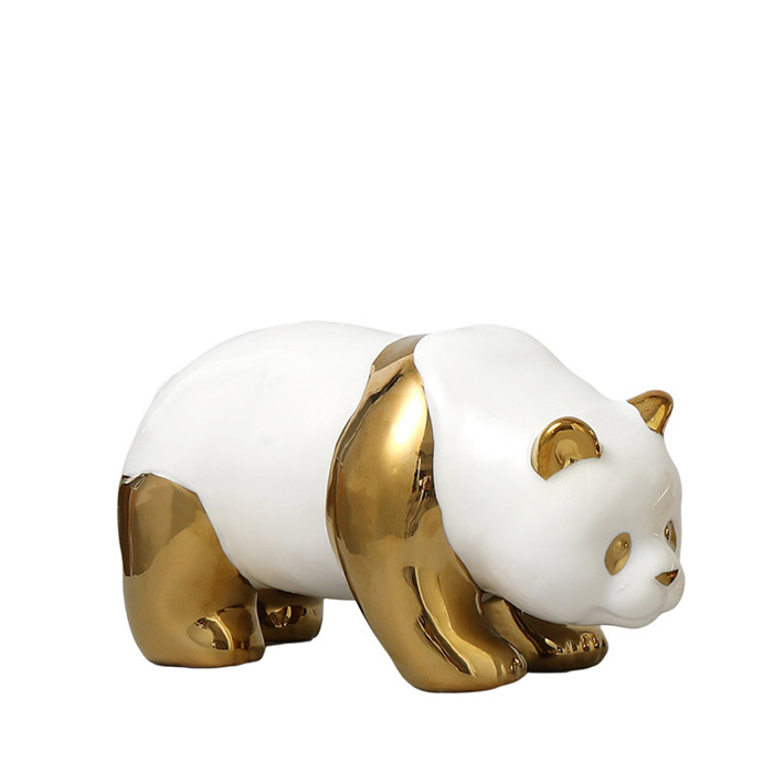 Chinese golden panda desktop ornaments Jahrriesnge porcelain of red gourd vase cna0858