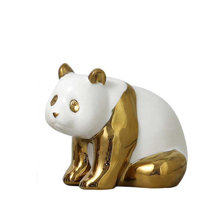 Desktop small golden chinese panda ceramic ornament Jahrriesnge porcelain of panda vase cna0862