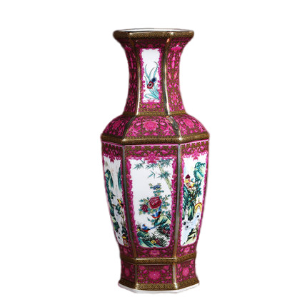 Vintage small birds and flowers majolica ceramic vase ornaments Jahrriesnge porcelain of outline in gold vase cna0885