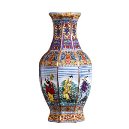 Vintage small fairy tale majolica ceramic vase ornaments outline gold Jahrriesnge porcelain of outline in gold vase cna0886